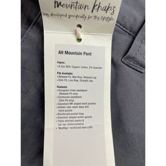 Mountain Khakis Pants Slim Fit 36x32 Gray Organic Cotton Stretch Outdoor - Picture 9 of 9